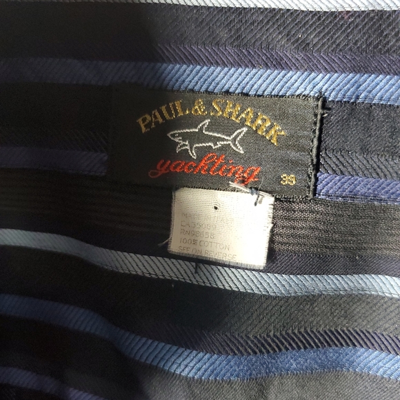 Paul and  Shark yachting size 39 made in   Italy Long SleeveStripe Button Front - Picture 3 of 3